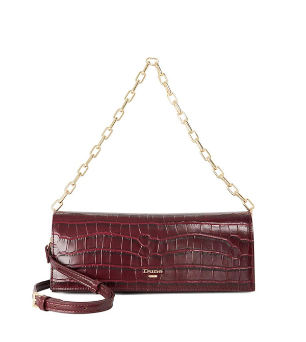Bemuse Burgundy Leather Handbag For Women