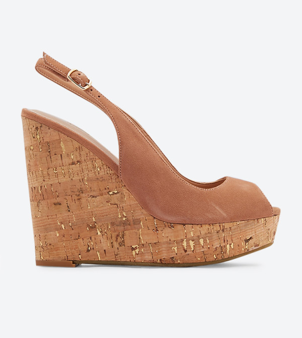 brown high wedges