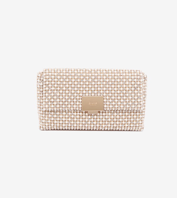 Dune London | Pearl Detailed Twist Lock Clutch | 6TH STREET.COM