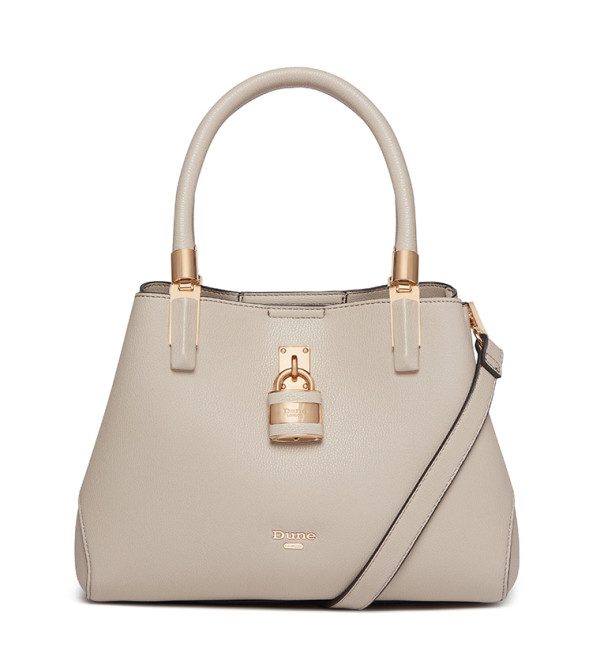 Dune London | Drayyson Medium Padlock Tote - Grey | 6TH