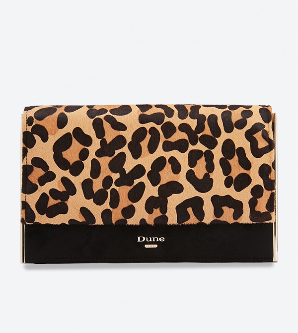 Dune leopard clutch bag clearance