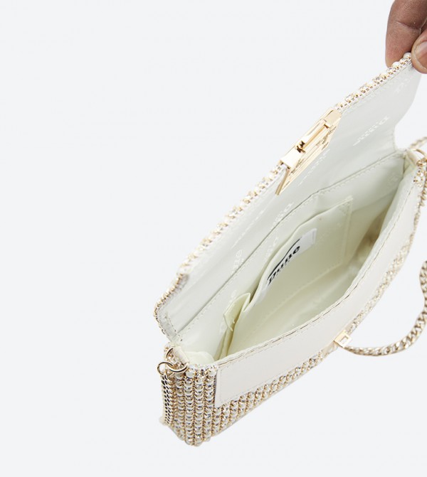 Dune London | Pearl Detailed Twist Lock Clutch | 6TH STREET.COM