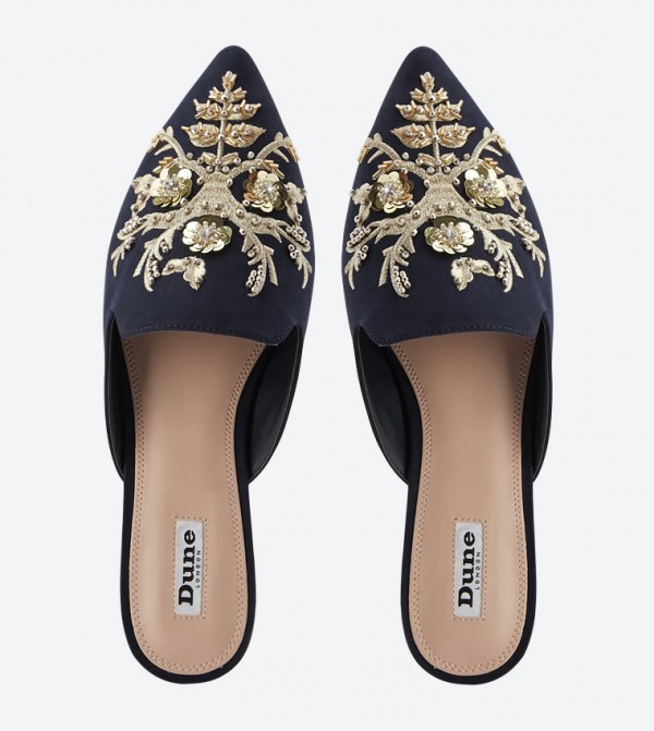 Dune London | Galaxy Di Embroidery Details Pointed Toe Mules