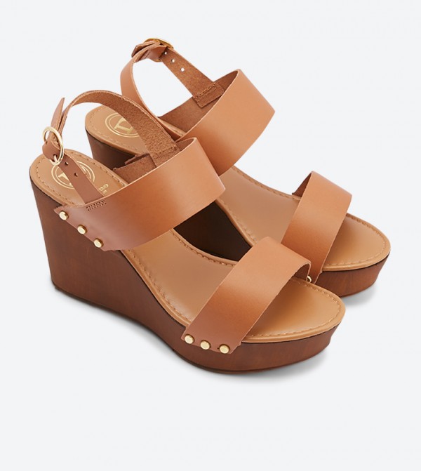 Wooden wedge sandals top