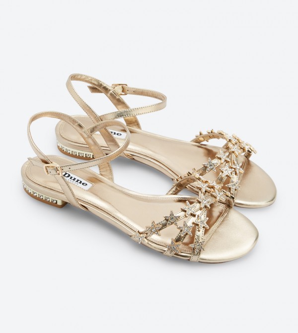 Nison Di Star Strap Flat Sandals Gold Dune London UAE
