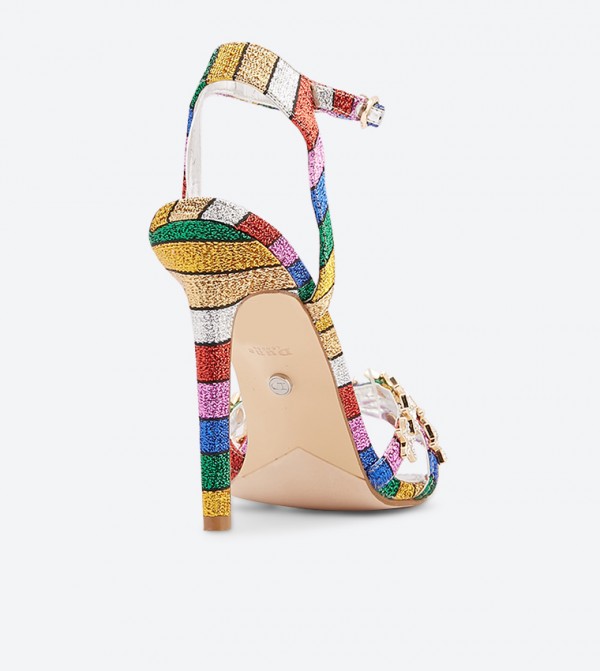 Embellished high heel sandals hot sale