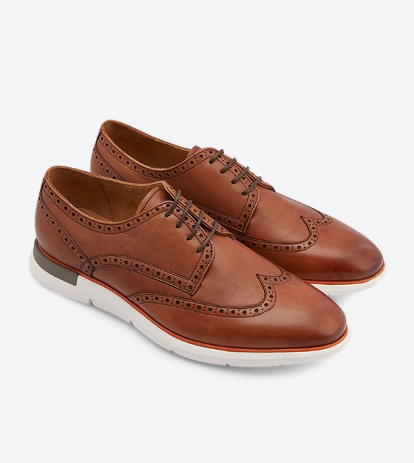 Dune London | Brandt Almond Toe Lace-Up Brogue Shoes | 6TH