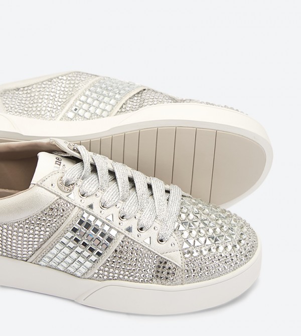 Dune London | Elsie S Sneakers - Silver | 6TH STREET.COM