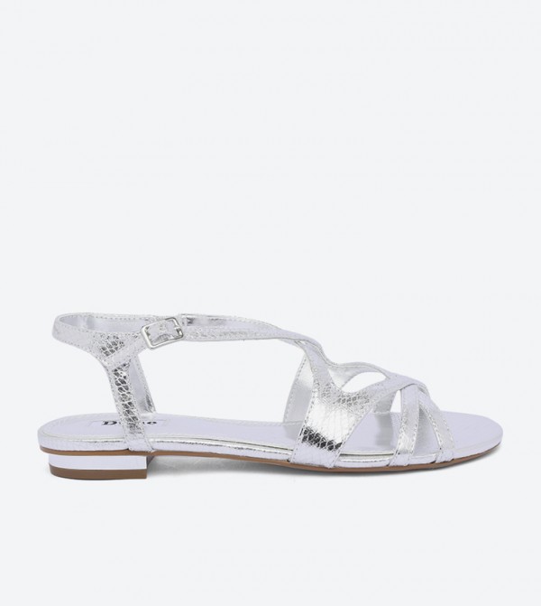 Dune London | Newie Di Pin Closure Flat Sandals - Silver