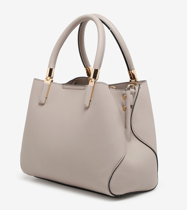 Dune London | Drayyson Medium Padlock Tote - Grey | 6TH STREET.COM