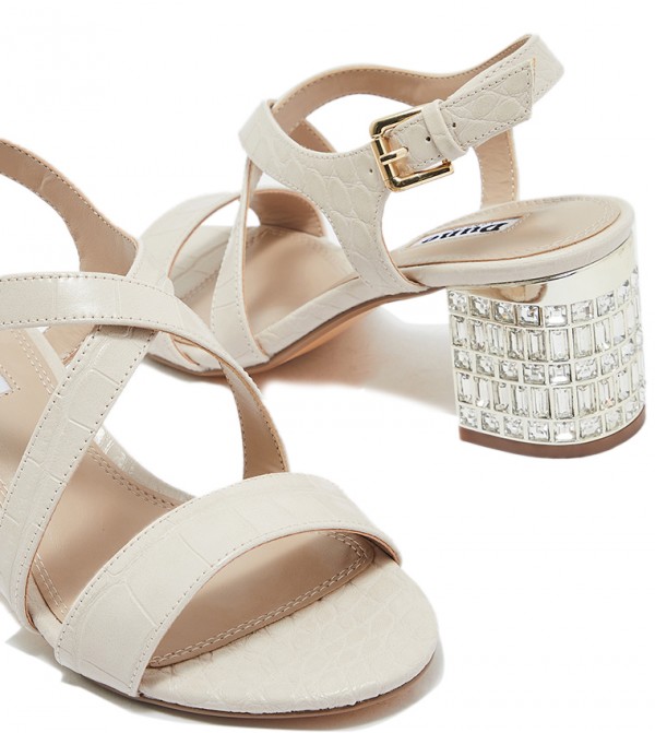 Shop Mirrors Beige block heel sandals Dune London KSA