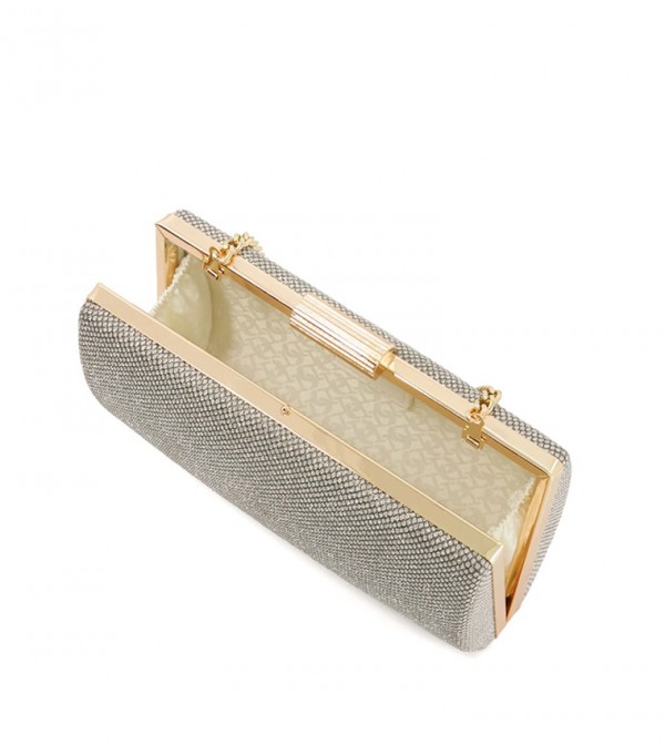 Pewter glitter clutch bag on sale