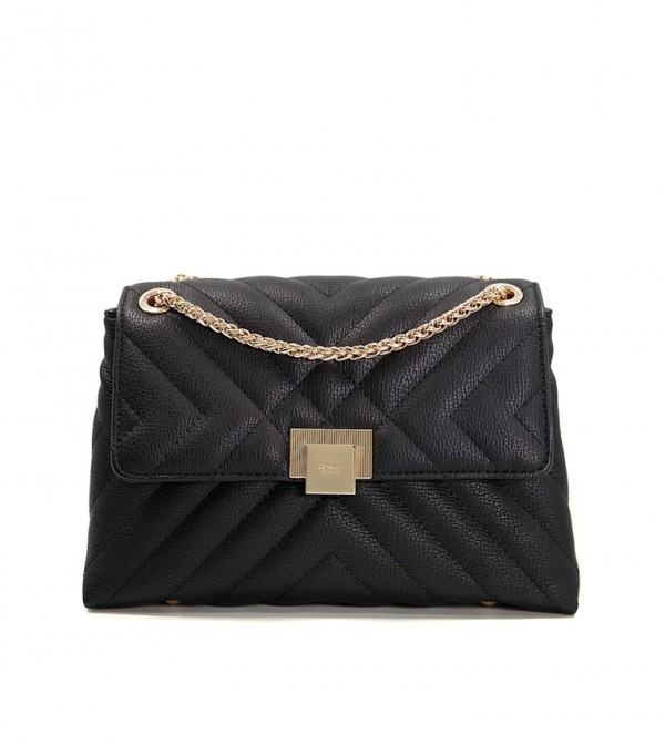 Dorchester Black Plain Synthetic Black Purse Dune London UAE