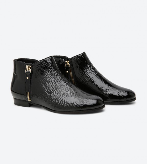 Dune black patent boots best sale