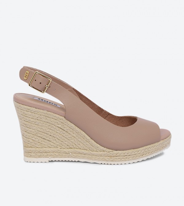 Dune London Knox 2 Di Sling Back Strap Peep Toe Wedge Sandals