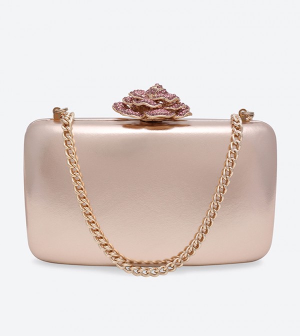 Small rose cheap gold clutch bag