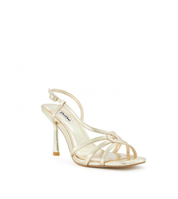 DUNE Leyla Leather Knotted Strap Sandals in Gold | Endource