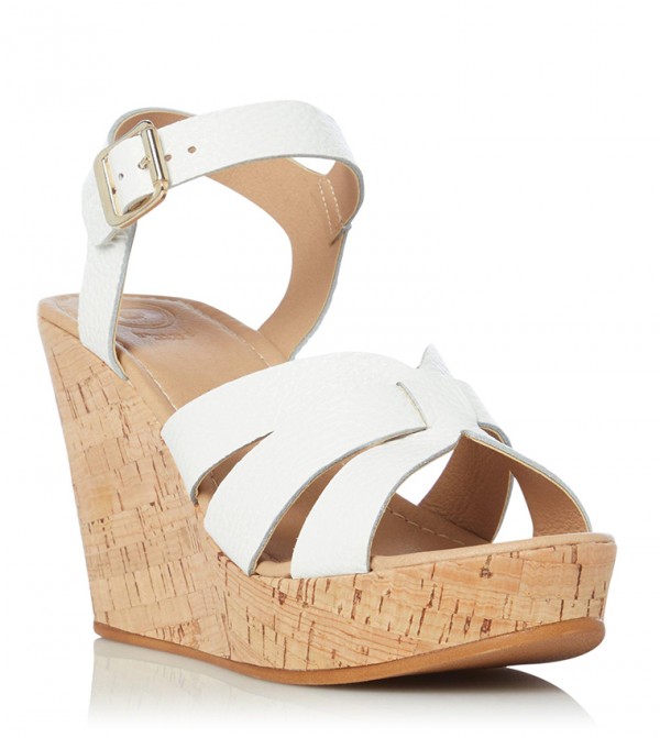 White closed toe wedge hot sale sandals