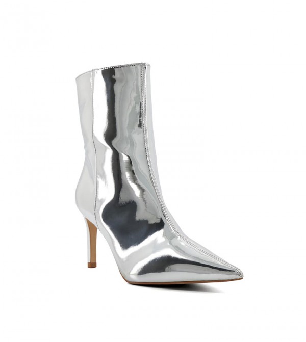 Ladies silver ankle boots best sale