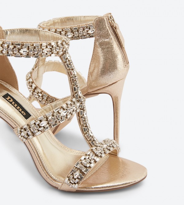 Dune London Moonstone Crystal Embellished T Strap Sandals 6TH